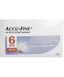 Accu Fine Aghi Sterili Per Penna Insulina G32 6mm 100 Pezzi