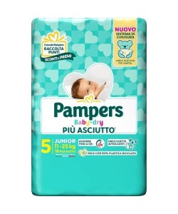 Pampers Baby Dry Pannolino Downcount Junior 16 Pezzi Taglia 5 (11-25 kg)